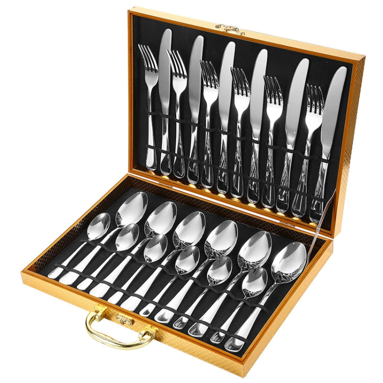 24pcs/set Boxed Stainless Steel Cutlery Knife, Fork and Spoon Cutlery Set, Silver, Gold, Rose Gold, Colorful, Black, Blue, Purple