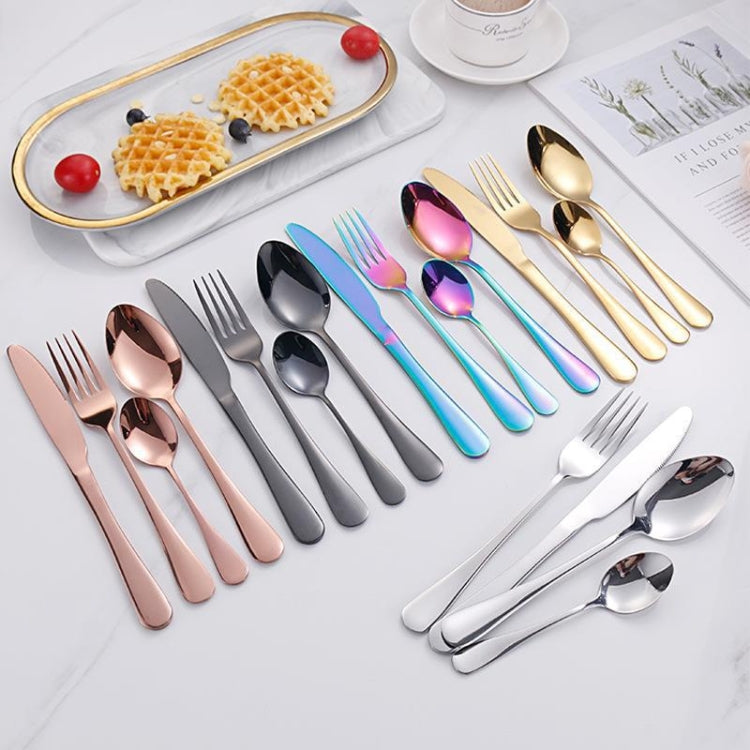 24pcs/set Boxed Stainless Steel Cutlery Knife, Fork and Spoon Cutlery Set, Silver, Gold, Rose Gold, Colorful, Black, Blue, Purple