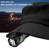 3 LED Mini Flashlight Rechargeable Waterproof 2000LM Super Bright Torch, Tail No Magnet, Tail Magnet