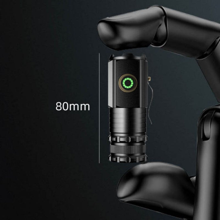 3 LED Mini Flashlight Rechargeable Waterproof 2000LM Super Bright Torch, Tail No Magnet, Tail Magnet