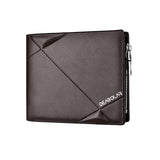 DEABOLAR Men Short PU Leather Tri-fold Horizontal Wallet Large-capacity Multi-card Wallet
