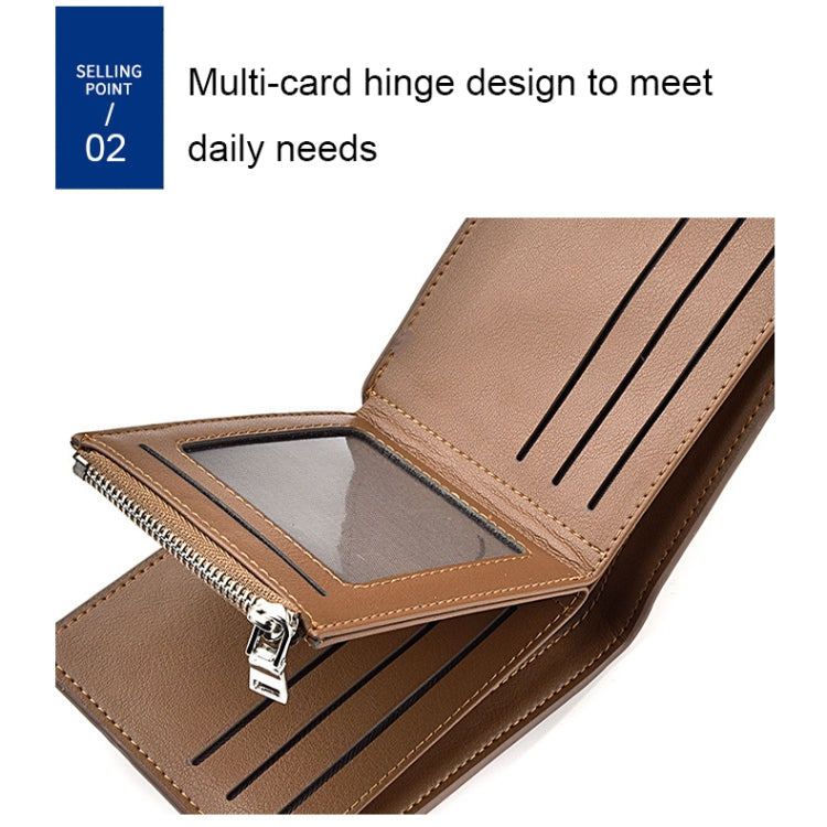 DEABOLAR Men Short PU Leather Tri-fold Horizontal Wallet Large-capacity Multi-card Wallet