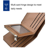 DEABOLAR Men Short PU Leather Tri-fold Horizontal Wallet Large-capacity Multi-card Wallet