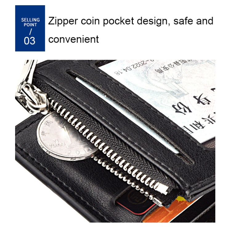 DEABOLAR Men Short PU Leather Tri-fold Horizontal Wallet Large-capacity Multi-card Wallet