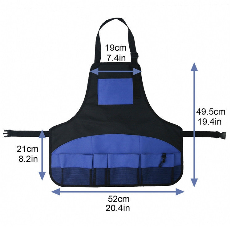 Multi Pocket Tool Apron Blue Garden Gardening Apron, Black+Blue
