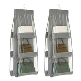 2pcs Double Sided Transparent Storage Bag Bedroom Wardrobe Storage Dustproof Hanging Bag, Gray 6 Grid, Black 6 Grid, Gray 8 Grid, Black 8 Grid