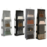 2pcs Double Sided Transparent Storage Bag Bedroom Wardrobe Storage Dustproof Hanging Bag, Gray 6 Grid, Black 6 Grid, Gray 8 Grid, Black 8 Grid