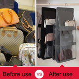 2pcs Double Sided Transparent Storage Bag Bedroom Wardrobe Storage Dustproof Hanging Bag, Gray 6 Grid, Black 6 Grid, Gray 8 Grid, Black 8 Grid