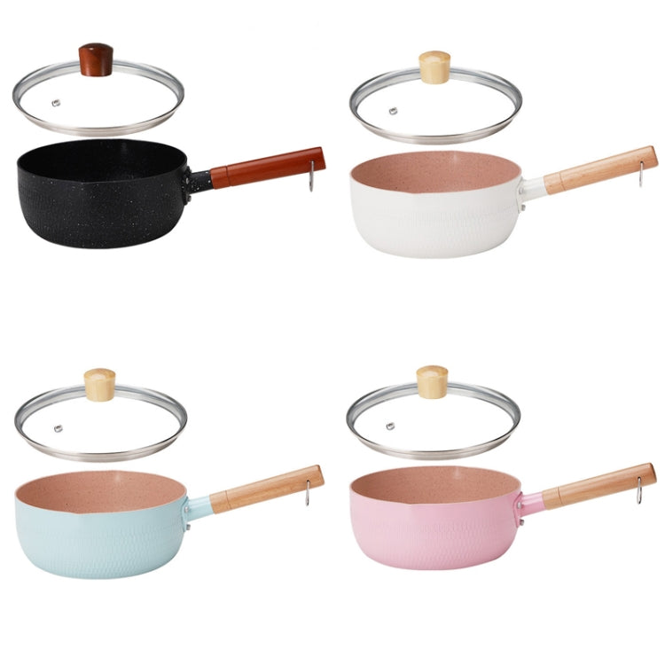 20cm With Cover Boil Instant Noodles Non-Stick Pan Baby Food Supplement Pan Maifan Stone Small Milk Pot, 20cm With Cover Black, 20cm With Cover White, 20cm With Cover Blue, 20cm With Cover Pink