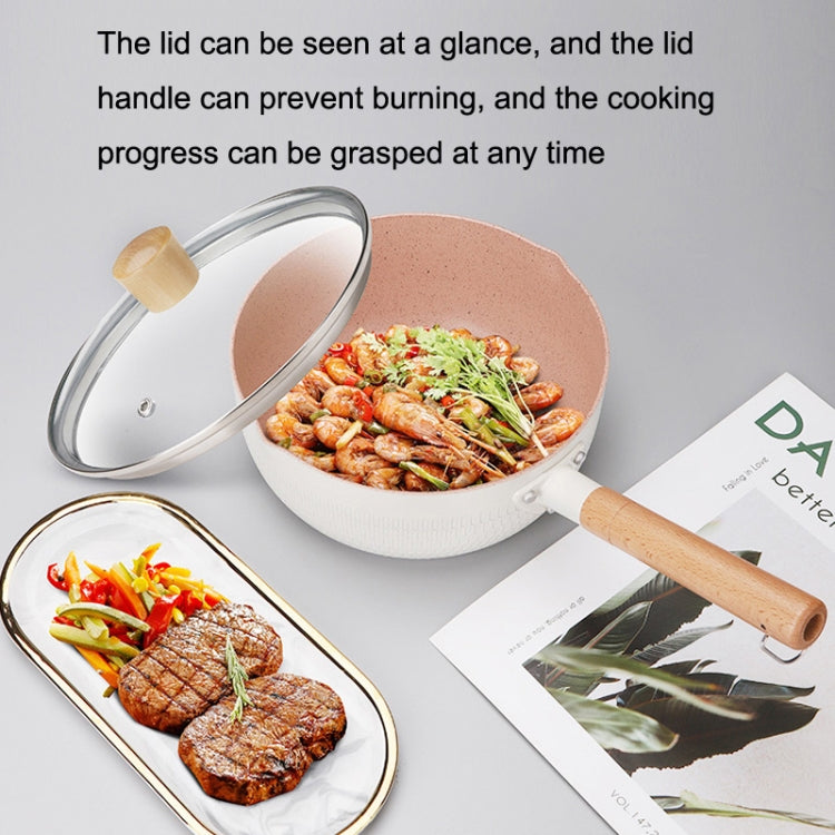 20cm With Cover Boil Instant Noodles Non-Stick Pan Baby Food Supplement Pan Maifan Stone Small Milk Pot, 20cm With Cover Black, 20cm With Cover White, 20cm With Cover Blue, 20cm With Cover Pink