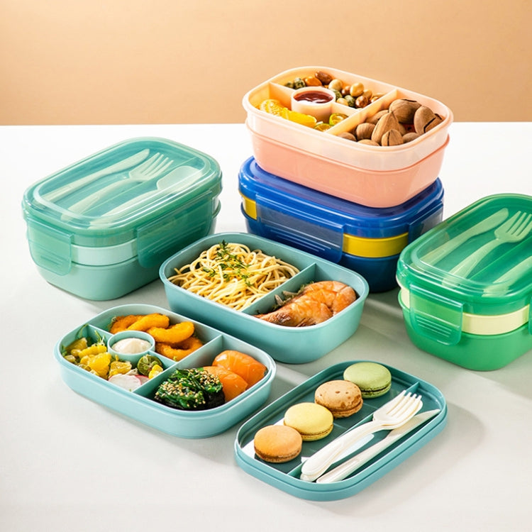 1900ML Large Capacity Microwave Children Sealed Compartment Lunch Box, Light Blue, Pink, Light Green, Blue, Green