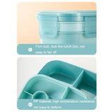 1900ML Large Capacity Microwave Children Sealed Compartment Lunch Box, Light Blue, Pink, Light Green, Blue, Green