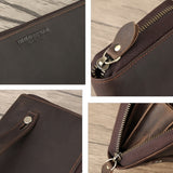 HUMERPAUL RFID Retro Zipper Multi -Card Leather Men Long Wallet Handbag