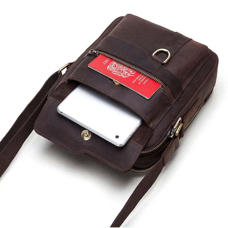 HUMERPAUL Men Leather Cross-Body Bag Shoulder Bag, MH577 (Brown)