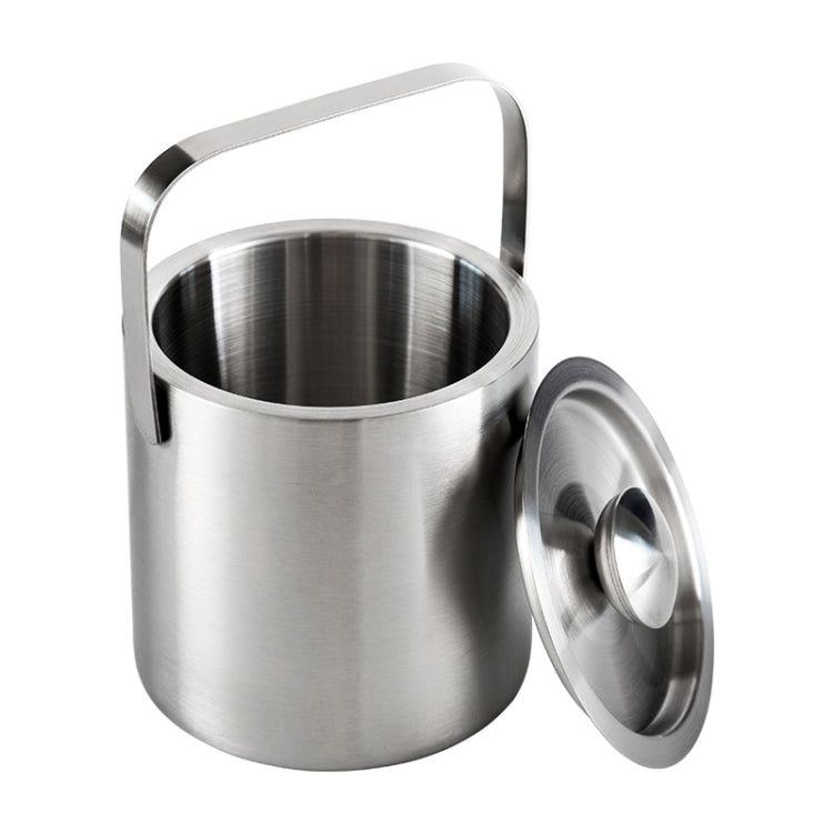 Double-Layer Portable Stainless Steel Ice Bucket Bar Champagne Beer Barrel, 1.3L