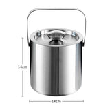 Double-Layer Portable Stainless Steel Ice Bucket Bar Champagne Beer Barrel, 1.3L