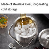 Double-Layer Portable Stainless Steel Ice Bucket Bar Champagne Beer Barrel, 1.3L