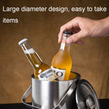 Double-Layer Portable Stainless Steel Ice Bucket Bar Champagne Beer Barrel, 1.3L