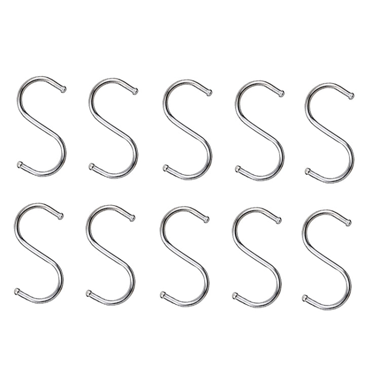 10pcs Multifunctional Stainless Steel Hooks Metal S-Shaped Hook, Large, Medium, Small