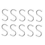 10pcs Multifunctional Stainless Steel Hooks Metal S-Shaped Hook, Large, Medium, Small