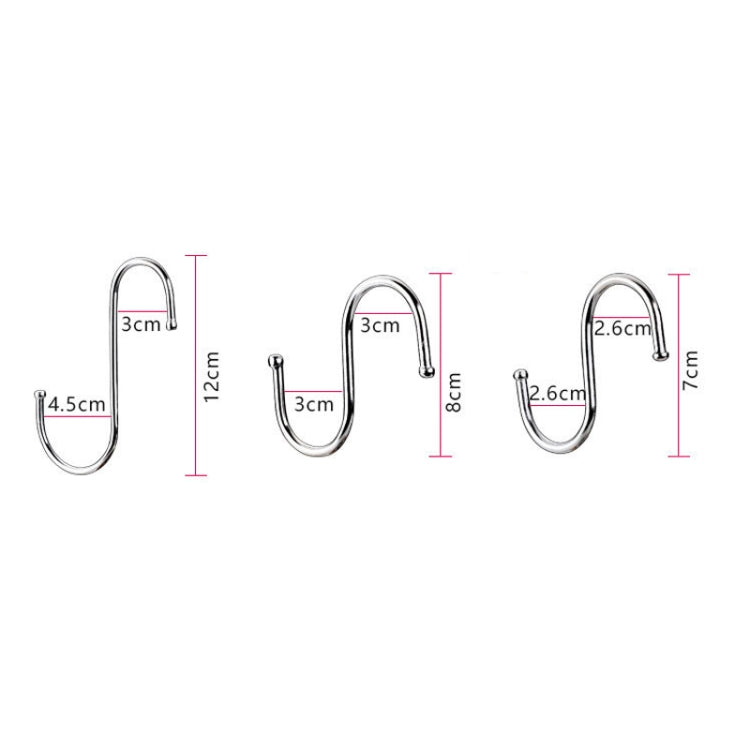 10pcs Multifunctional Stainless Steel Hooks Metal S-Shaped Hook, Large, Medium, Small