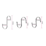 10pcs Multifunctional Stainless Steel Hooks Metal S-Shaped Hook, Large, Medium, Small