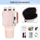 Water Cup Sided Storage Pockets With Zipper Fit For 40Oz Tumbler, Single Pocket