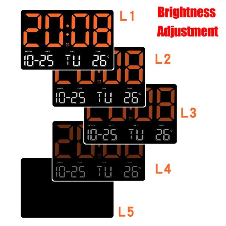 Large Display Led Digital Clock 5 Modes Brightness Adjustable Temperature Mute Electronic Clock