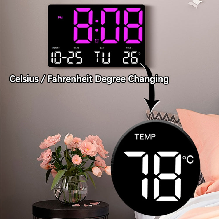 Large Display Led Digital Clock 5 Modes Brightness Adjustable Temperature Mute Electronic Clock