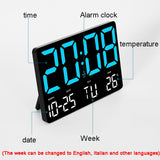 Large Display Led Digital Clock 5 Modes Brightness Adjustable Temperature Mute Electronic Clock