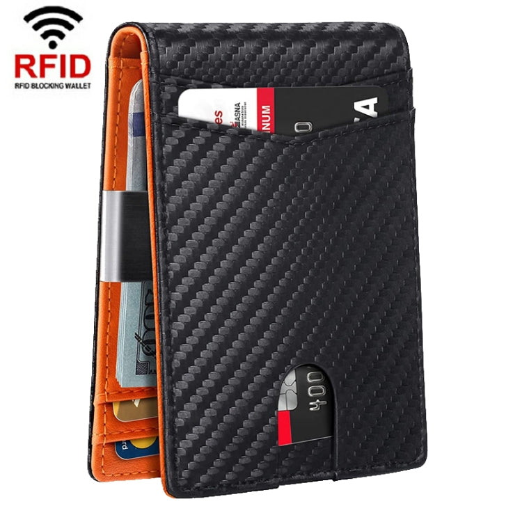 RFID Anti-Magnetic And Anti-Theft Leather Multi-Card Credit Card Wallet Coin Purse, (Black), (Beige), (Carbon Fiber Black+Black Inside), (Carbon Fiber Black+Orange Inside), (Carbon Fiber Black+Blue Inner)
