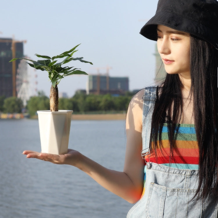 Diamond-shaped Automatic Water-absorbing Lazy Flower Pot Green Plant Plastic Pot, 12cm x 14cm