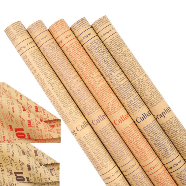 10pcs Retro Cowhide English Newspaper Gift Flower Packaging Material