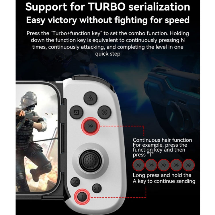 D6 Bluetooth Retractable Gamepad Dual Hall Six-Axis Somatosensory For Android/IPhone /Switch, D6 White Black, D6 White Red, D6 Black