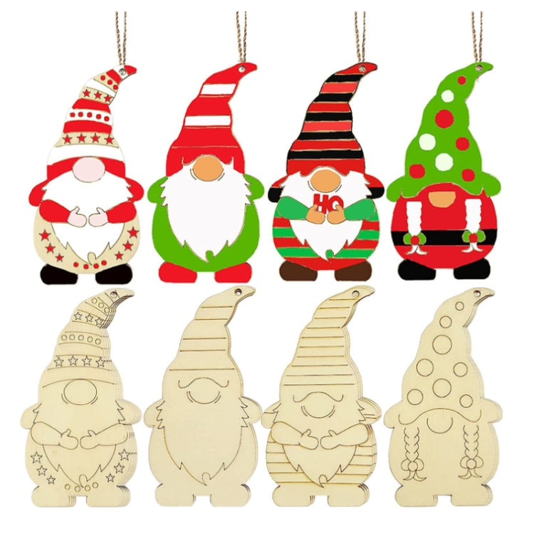 Christmas Tree DIY Painting Wooden Dwarf Elf Hanging Decorations, 4pcs/set, 8pcs/set, 12pcs/set, 32pcs/set