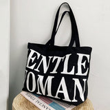 Women Printed Letter Canvas Bag Single Shoulder Tote Bag