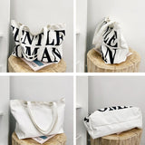 Women Printed Letter Canvas Bag Single Shoulder Tote Bag