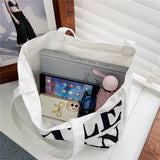Women Printed Letter Canvas Bag Single Shoulder Tote Bag