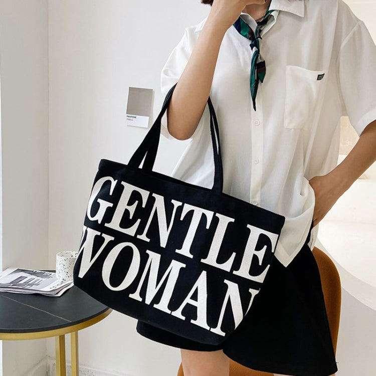 Women Printed Letter Canvas Bag Single Shoulder Tote Bag