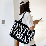 Women Printed Letter Canvas Bag Single Shoulder Tote Bag