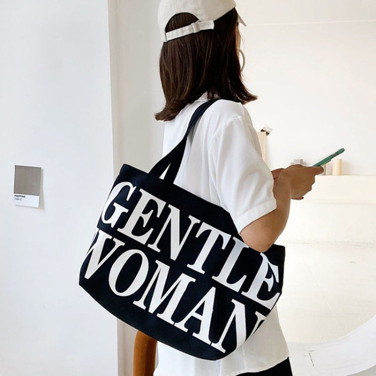 Women Printed Letter Canvas Bag Single Shoulder Tote Bag