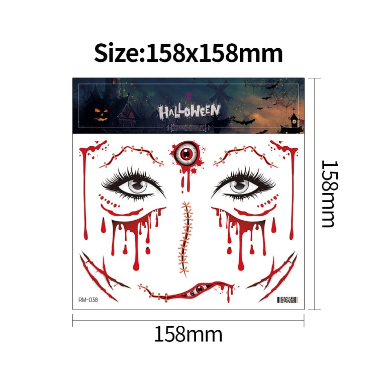 10pcs Halloween Scar Waterproof Tattoo Sticker Simulated Face Horror Stickers, RM-037, RM-038, RM-039, RM-040, RM-041, RM-042, RM-043, RM-044, RM-045, RM-046