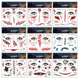 10pcs Halloween Scar Waterproof Tattoo Sticker Simulated Face Horror Stickers, RM-037, RM-038, RM-039, RM-040, RM-041, RM-042, RM-043, RM-044, RM-045, RM-046