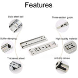 1 Pair Thickened Three Sections Ball Slide Mute Drawer Track Rail, 4 inch 10cm, 6 inch 16cm, 8 inch 20cm