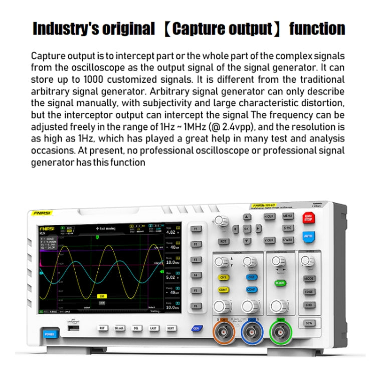 FNIRSI 2 In 1 Dual-Channel 100M Bandwidth Digital Oscilloscope 1GS Sampling Signal Generator, EU Plug, 1014D, 1014D +P4100 Probe