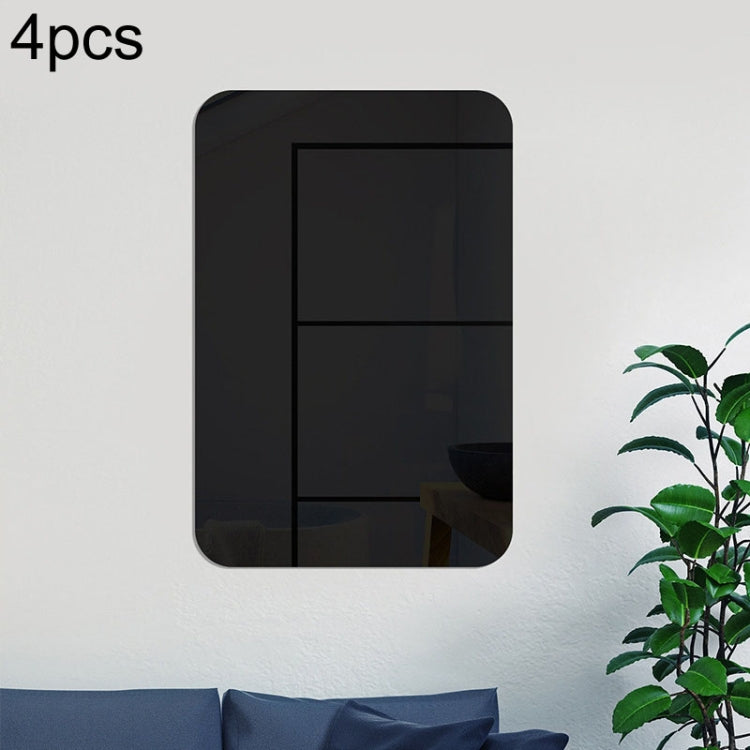 Round Corner Models Rectangle Acrylic Mirror Stereo Wall Stickers Home Decoration Soft Mirror, 4pcs 15cm x 10cm, 4pcs 20cm x 13cm, 4pcs 30cm x 20cm, 4pcs 42cm x 27cm