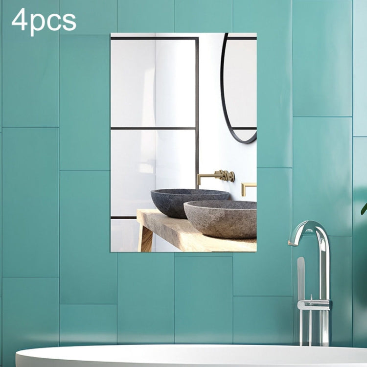 4pcs Right Angle Models Rectangle Acrylic Mirror Stereo Wall Stickers, 15cm x 10cm, 20cm x 13cm, 30cm x 20cm, 42cm x 27cm