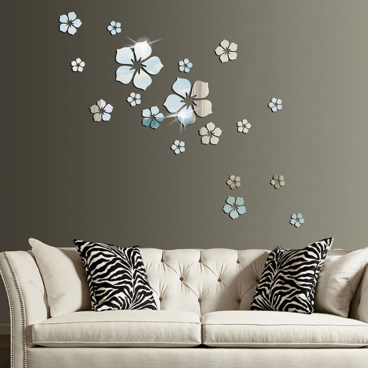 18pcs /Set Acrylic Cherry Blossom Mirror Wall Sticker Living Room Bedroom Background Wall Decoration, Cherry Blossom