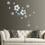 18pcs /Set Acrylic Cherry Blossom Mirror Wall Sticker Living Room Bedroom Background Wall Decoration, Cherry Blossom
