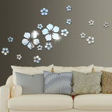 18pcs /Set Acrylic Cherry Blossom Mirror Wall Sticker Living Room Bedroom Background Wall Decoration, Cherry Blossom